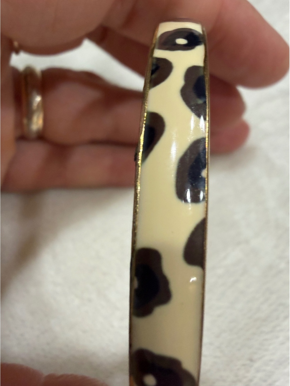 J.Crew gold tone leopard print  brace let cream / black